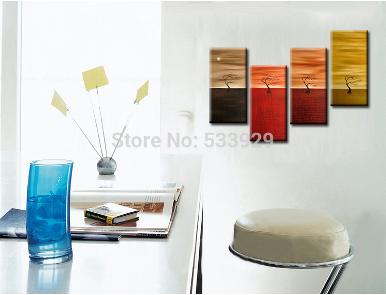 sell 4pcs abstract hand painted home wall decor art oil painting on canvas for living room