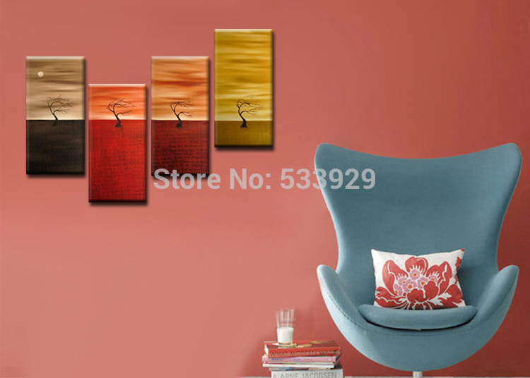 sell 4pcs abstract hand painted home wall decor art oil painting on canvas for living room