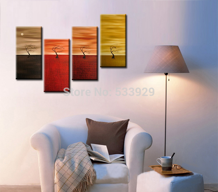 sell 4pcs abstract hand painted home wall decor art oil painting on canvas for living room