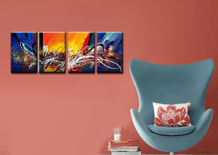 sell 4pcs abstract hand painted home wall decor art oil painting on canvas for living room