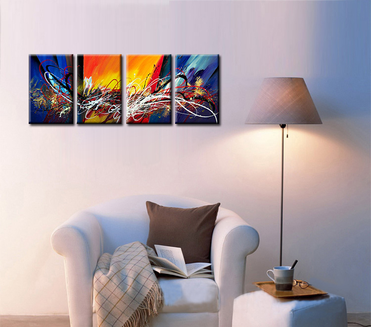 sell 4pcs abstract hand painted home wall decor art oil painting on canvas for living room