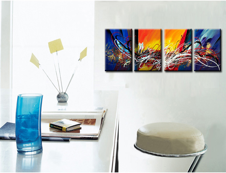 sell 4pcs abstract hand painted home wall decor art oil painting on canvas for living room