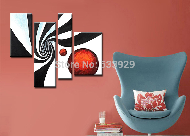 sell 4pcs abstract hand painted home wall decor art oil painting on canvas for living room