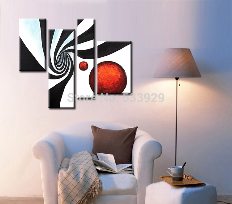 sell 4pcs abstract hand painted home wall decor art oil painting on canvas for living room