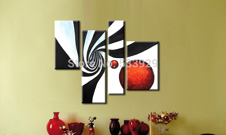 sell 4pcs abstract hand painted home wall decor art oil painting on canvas for living room