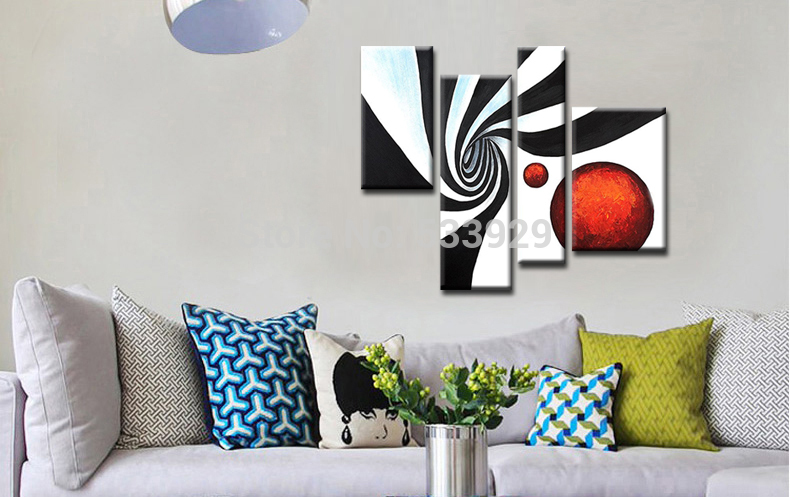 sell 4pcs abstract hand painted home wall decor art oil painting on canvas for living room