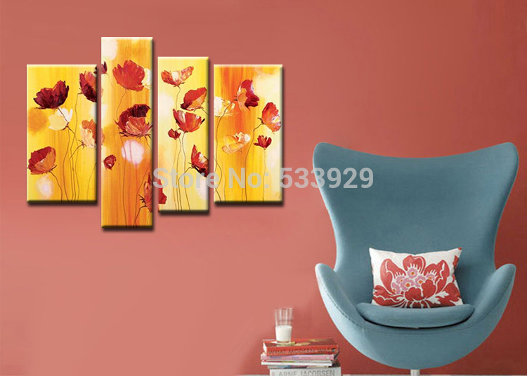 sell 4pcs abstract hand painted home wall decor art oil painting on canvas for living room