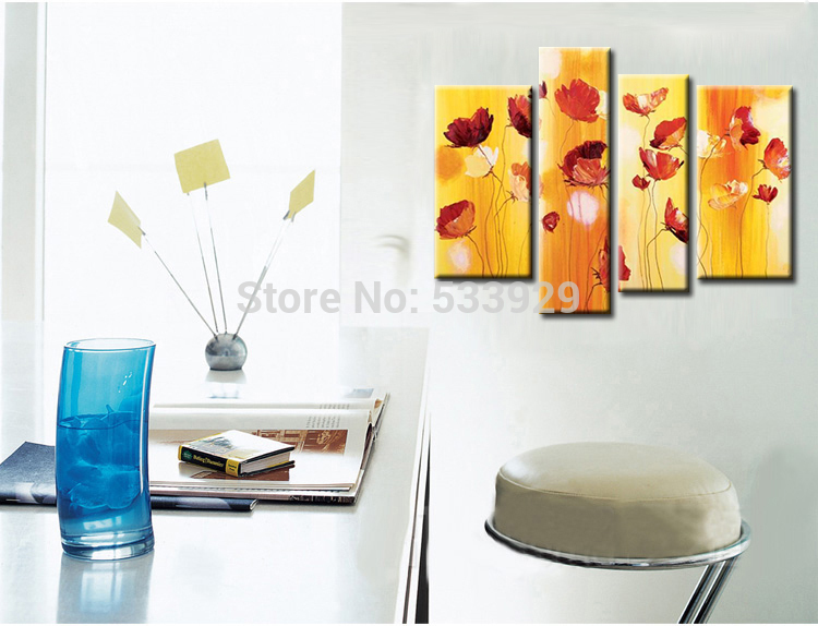 sell 4pcs abstract hand painted home wall decor art oil painting on canvas for living room