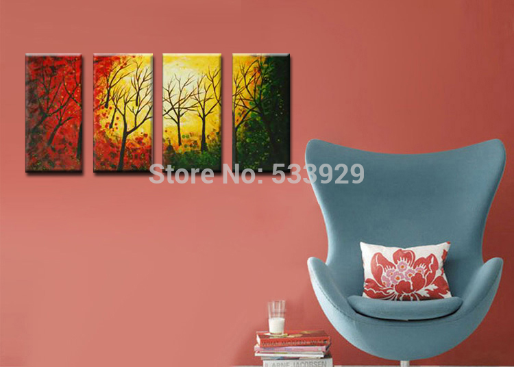 sell 4pcs abstract landscape hand painted home wall decor art oil painting on canvas for living room