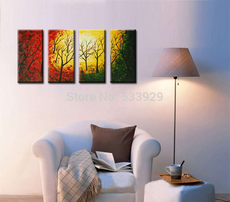 sell 4pcs abstract landscape hand painted home wall decor art oil painting on canvas for living room