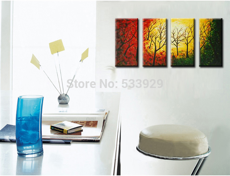 sell 4pcs abstract landscape hand painted home wall decor art oil painting on canvas for living room