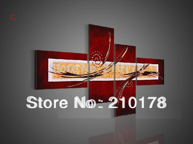 hand-painted wall art abstract oil paintings home decoration abstract landscape oil painting on canvas 4pcs/set dy-056