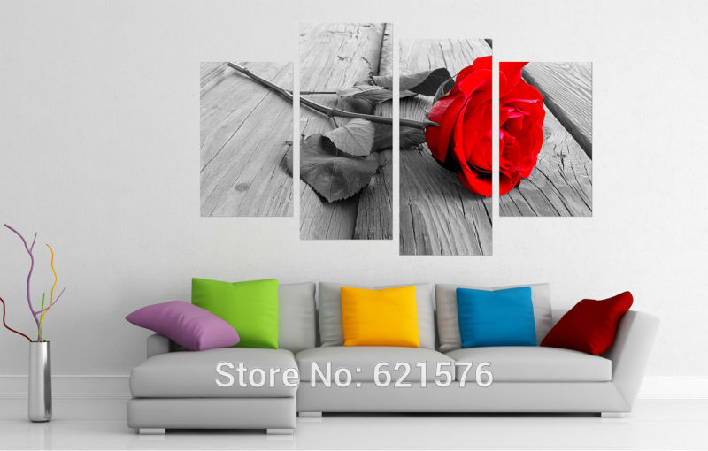 40x24, 48x28inches modern home decor wall art picture living room bedroom decor print red rose flower picture painting on canvas