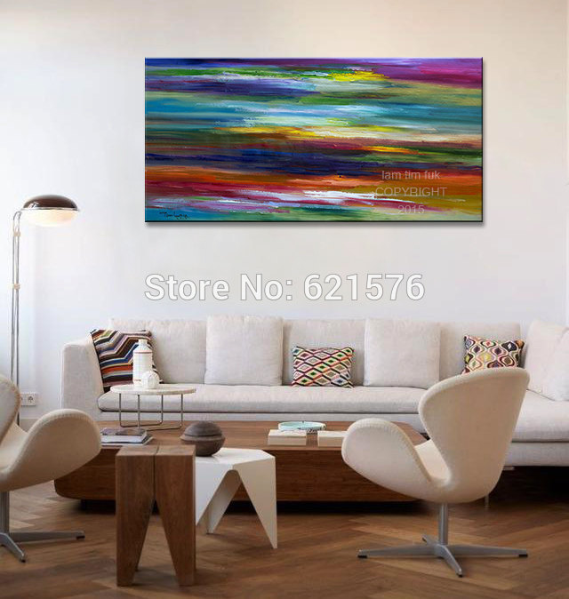 hand-painted modern wall art for living room home decor abstract colorful shades canvas group oil painting on canvas art framed