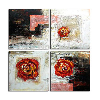 hand painted modern wall art picture for living room bedroom home decor abstract red rose flower oil painting on canvas framed