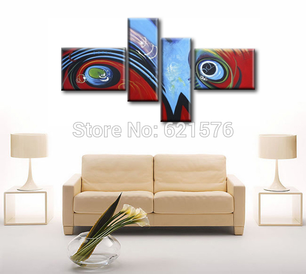 hand-painted modern wall art picture for living room home decor abstract blue red eyes group oil painting on canvas art framed