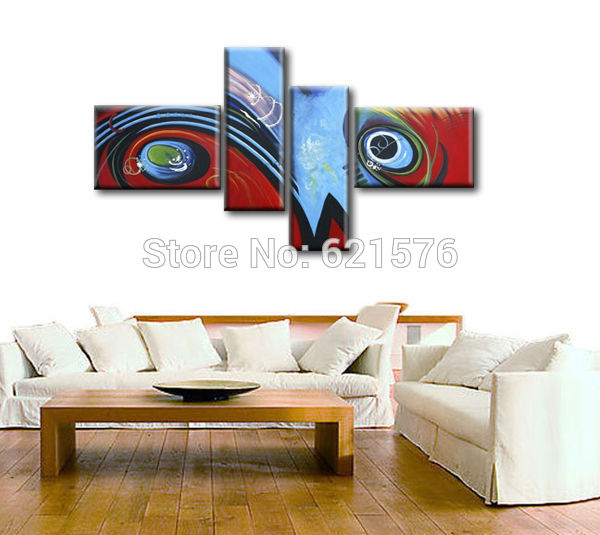 hand-painted modern wall art picture for living room home decor abstract blue red eyes group oil painting on canvas art framed