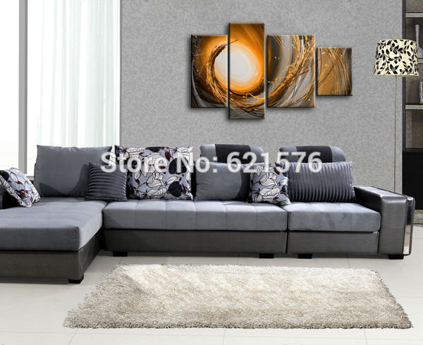 hand-painted modern wall art picture for living room home decor abstract brown white flame group oil painting on canvas framed