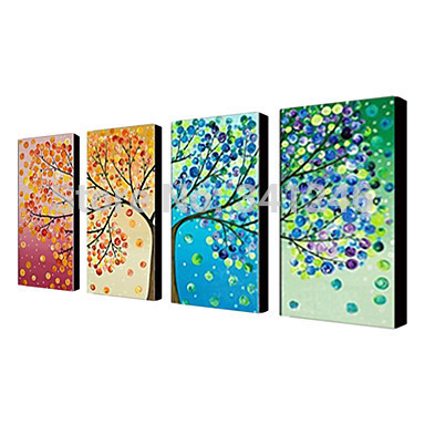 hand painted modern wall art picture for living room home decor abstract color trees oil painting on canvas framed