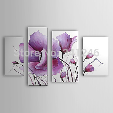 hand painted modern wall art picture for living room home decor abstract lilac flowers white color oil painting on canvas framed