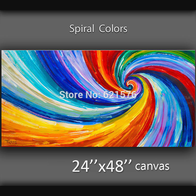 hand-painted modern wall art picture for living room home decor abstract spiral colors canvas oil painting on canvas art framed