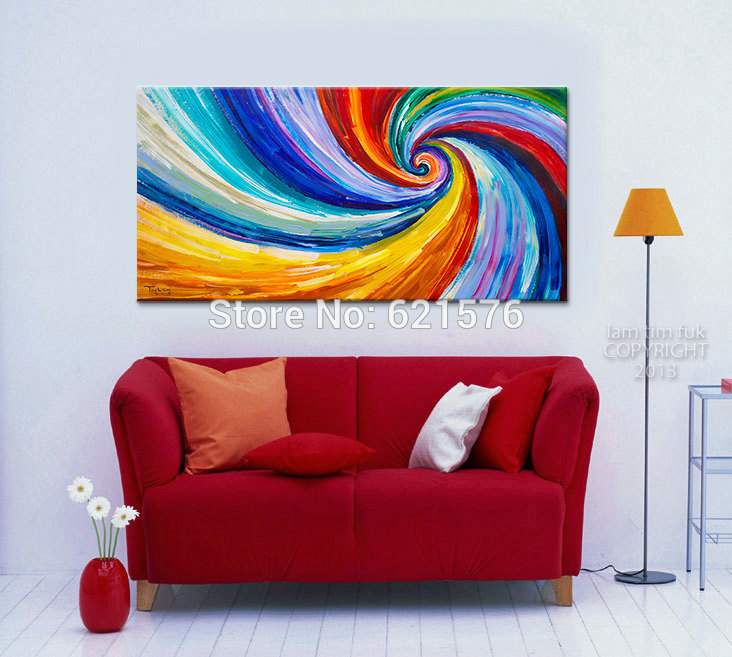 hand-painted modern wall art picture for living room home decor abstract spiral colors canvas oil painting on canvas art framed