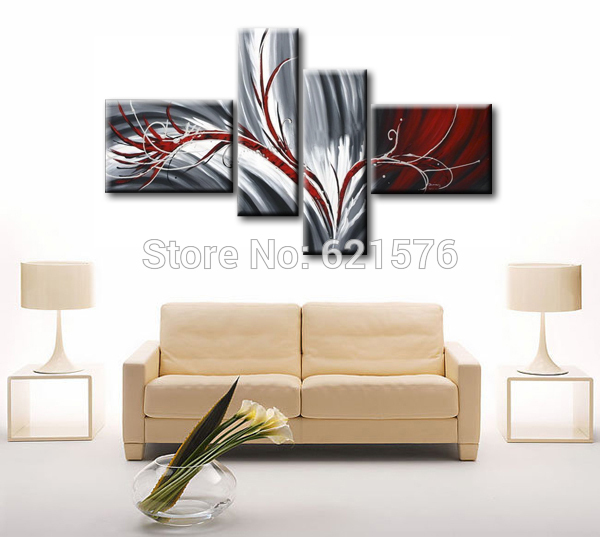 hand-painted modern wall art picture for living room home decor red flying wing abstract group oil painting on canvas art framed