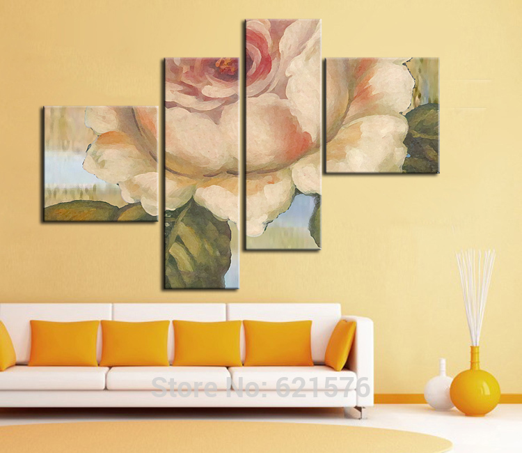 hand-painted modern wall art picture for wedding living room home decor abstract retro pink rose flower oil painting on canvas