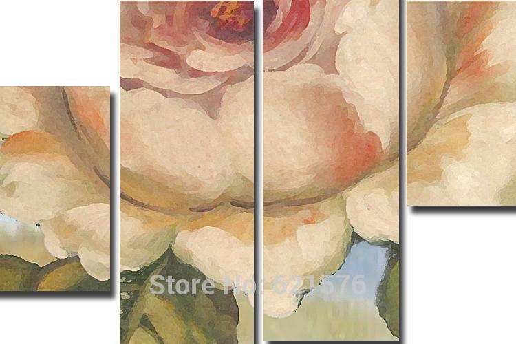 hand-painted modern wall art picture for wedding living room home decor abstract retro pink rose flower oil painting on canvas