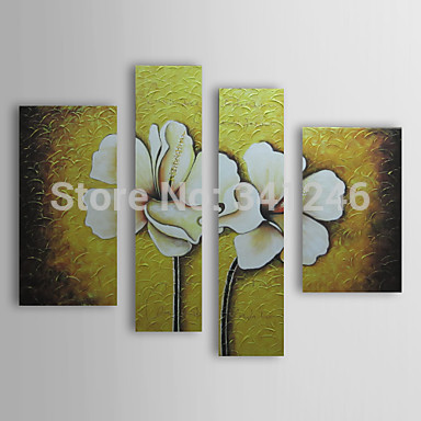 hand painted modern wall art picture living room bedroom home decor abstract white flowers golden oil painting on canvas framed