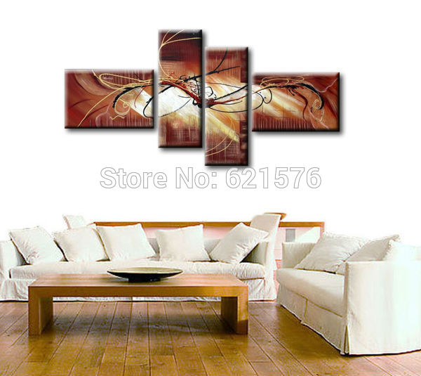 hand-painted modern wall art picture living room home decor abstract brown coffee line texture oil painting on canvas art framed