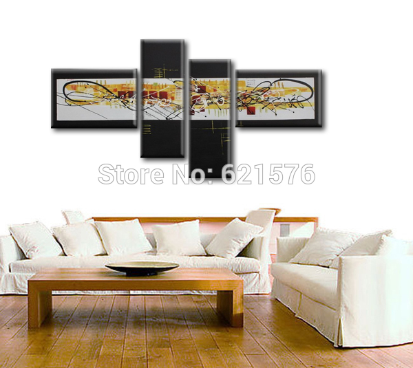 hand-painted modern wall art picture living room home decor abstract yellow white cityscape oil painting on canvas art framed