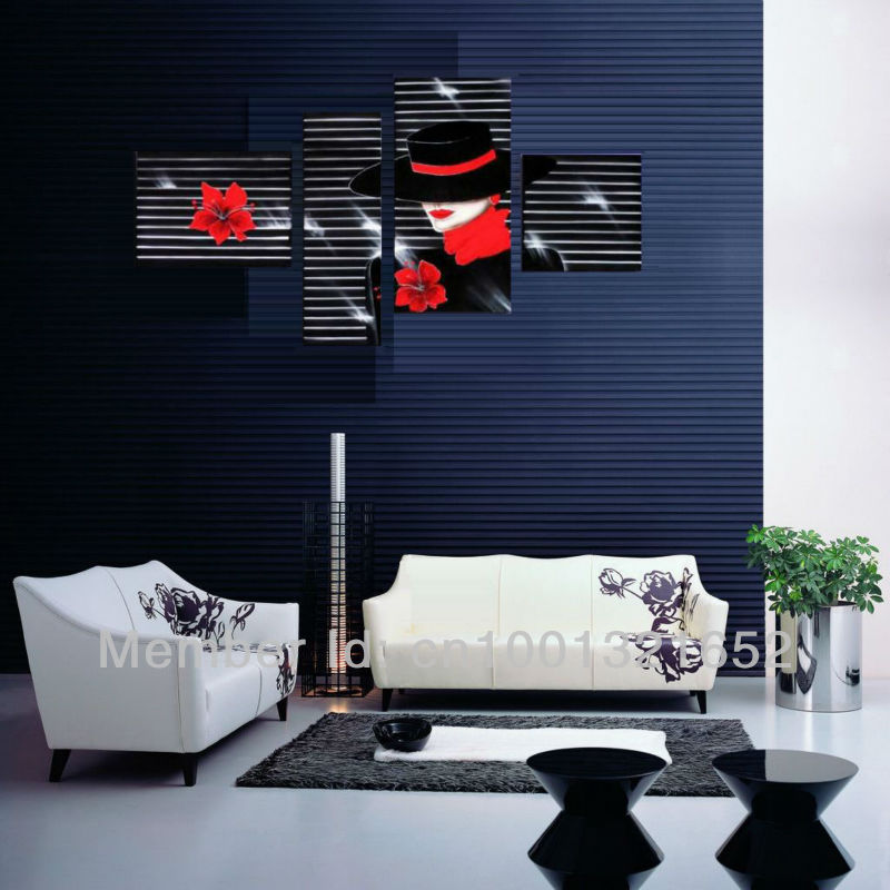 whole hand-painted hi-q modern home decorative abstract oil painting on canvas singer michael jackson 4pcs/set framed