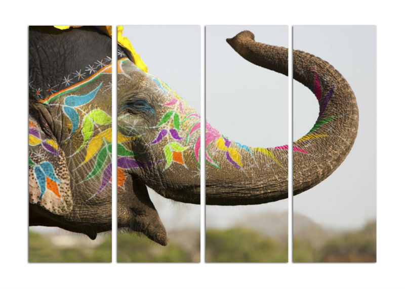 4 panels animal painting hd canvas elephant print painting modern home wall decor canvas art picture paint on canvas f/1119