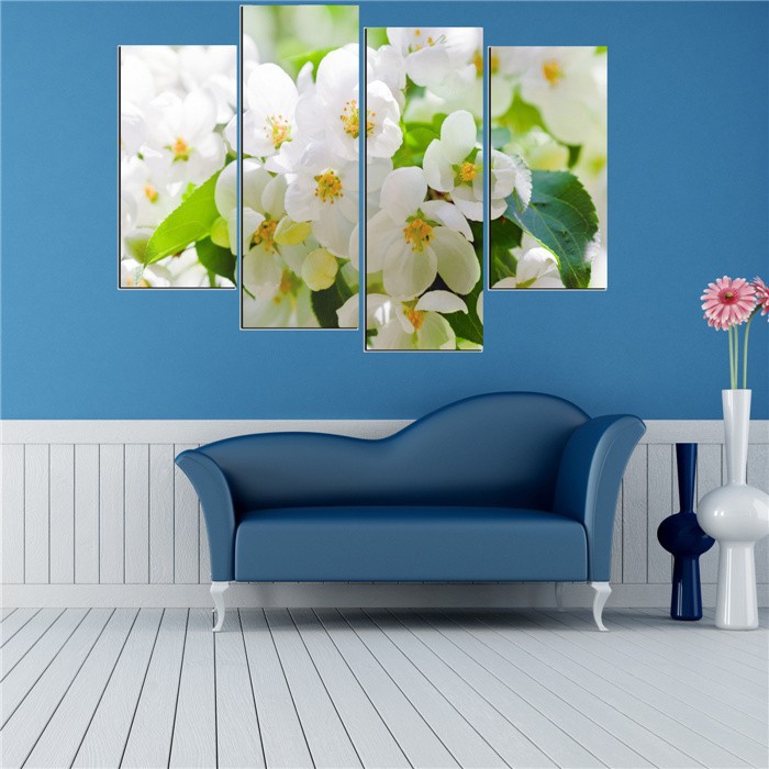 4 panels cherry blossom painting canvas painting wall pictures for living room modern painting canvas print wall decor f/1032