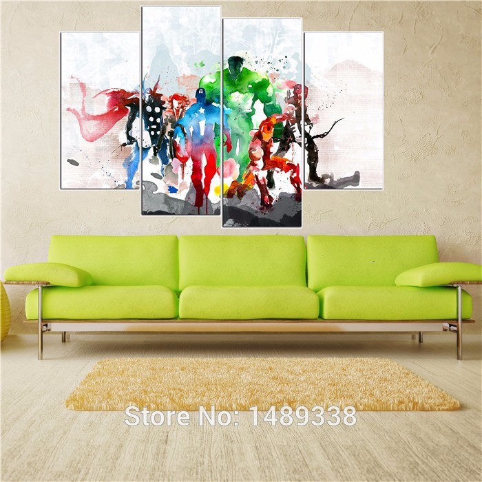 4 panels the avengers modern art canvas wall paintings cuadros decorativos canvas prints paintings for living room wall f/1024