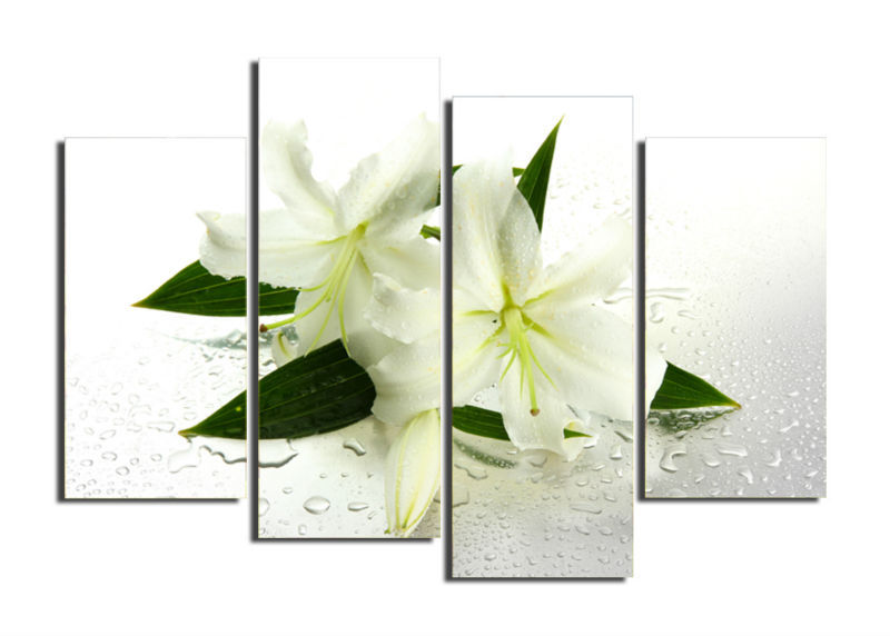 4 panels white flowers painting canvas wall art picture home decoration living room canvas print modern painting f/1128