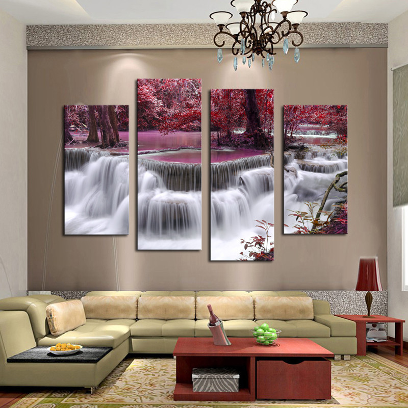 4 piece mangrove with waterfall modern home wall decor canvas picture art hd print painting set of 4 each canvas arts f/1463