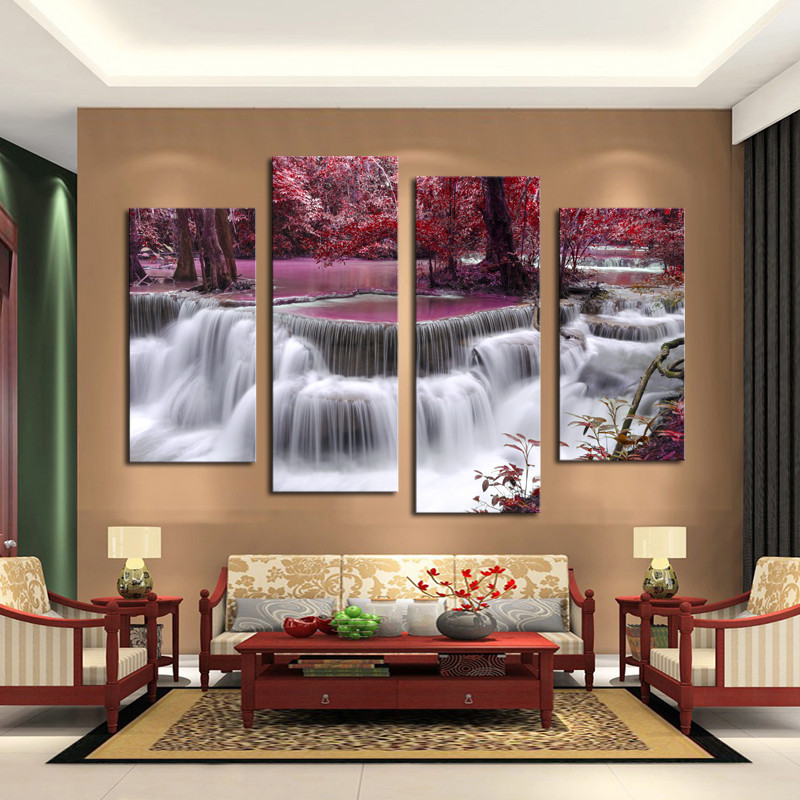 4 piece mangrove with waterfall modern home wall decor canvas picture art hd print painting set of 4 each canvas arts f/1463