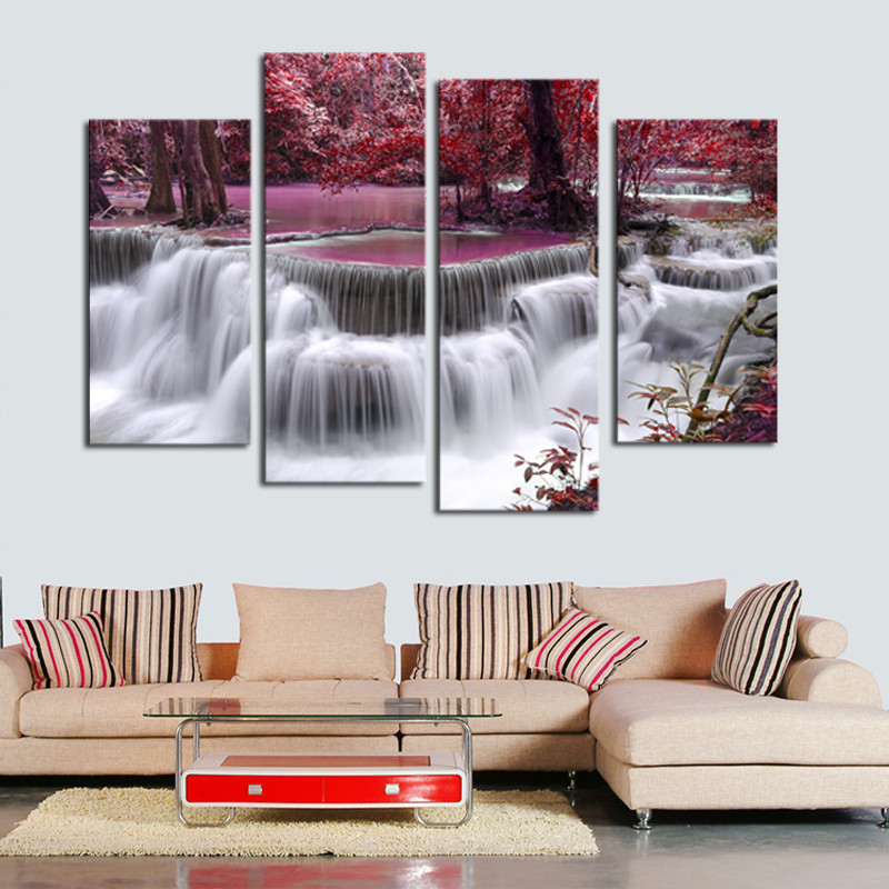 4 piece mangrove with waterfall modern home wall decor canvas picture art hd print painting set of 4 each canvas arts f/1463