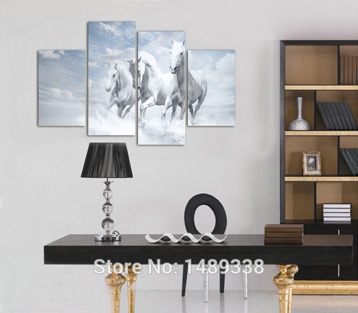 animal horse oil painting printing painting on canvas for living room wall art 5pcs/set framed f/381