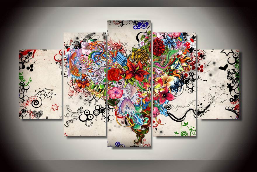 framed printed flower line pattern painting children's room decor print poster picture canvas f/1441