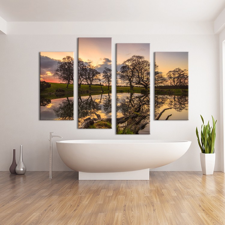 hidden lake sunset tree art decorative wall painting print on canvas for home decor ideas paints on wall pictures art f/1344