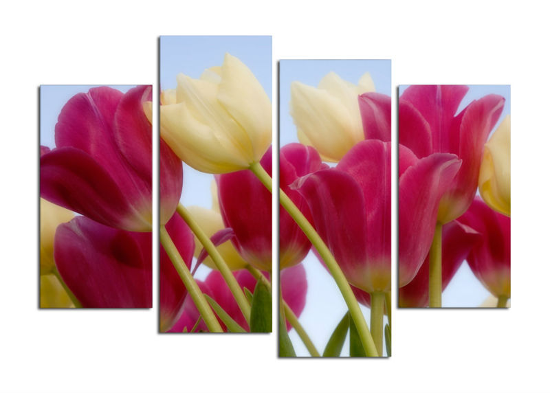 tulips painting wall art printed on canvas wall pictures for living room 4 pcs/set printed painting f/1205