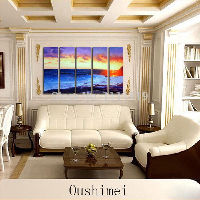 hand painted modern pictures on canvas seascape hang oil painting for