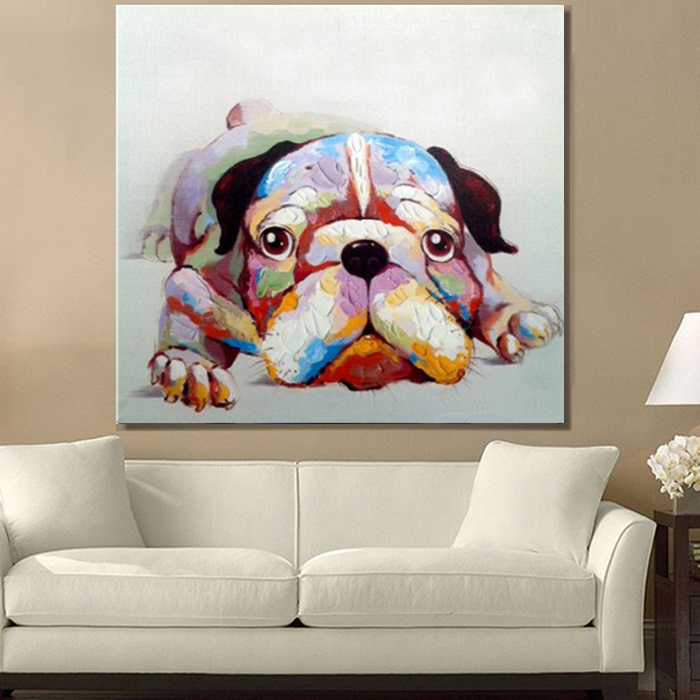 handmade oil painting on canvas modern best art dog oil painting original directly from artist an-107