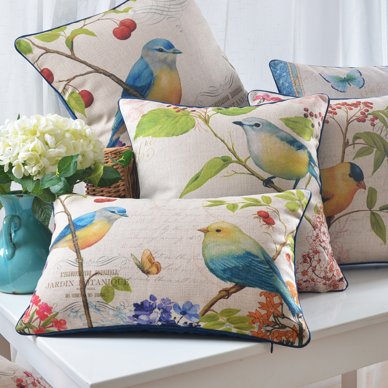 11pcs cushions printing birds and flower french retro vintage country floral sofa cushion pillow case 30cm*50cm 18"