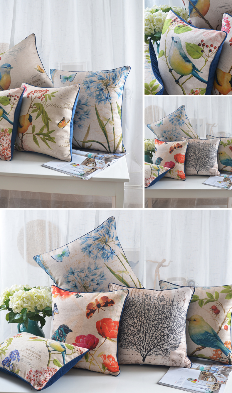 11pcs cushions printing birds and flower french retro vintage country floral sofa cushion pillow case 30cm*50cm 18"