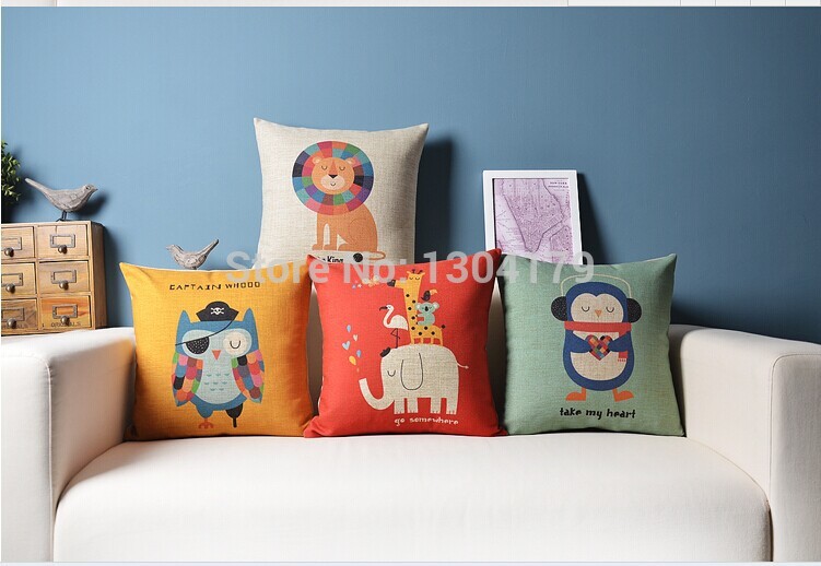 18*18'' printed owl cushion pillow case sofa linen dog cushion cover chair seat cushions animal style1