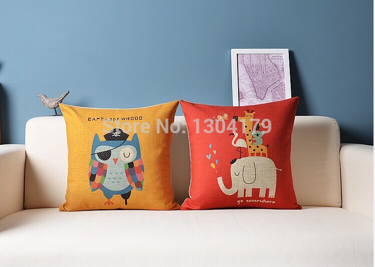 18*18'' printed owl cushion pillow case sofa linen dog cushion cover chair seat cushions animal style1